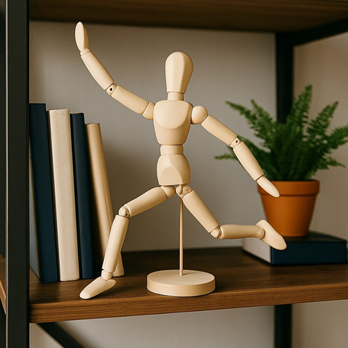 Boneco Articulado Madeira 14 Cm Desenho Moda E Arte