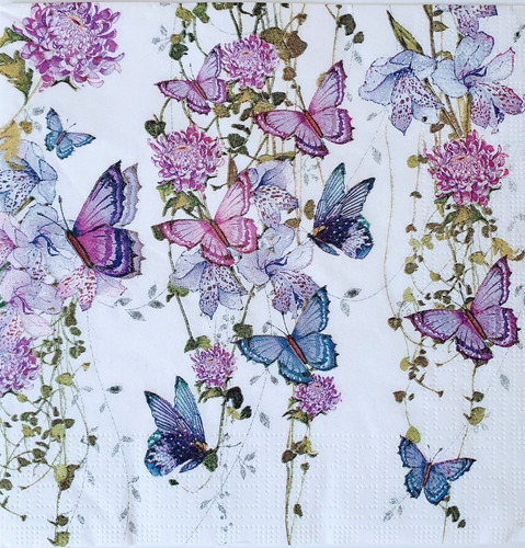 Servilletas Decoupage Mariposas Y Flores Lila Laura Craft