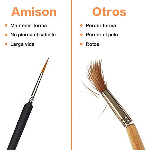 Set Pinceles Profesionales Pintura Punta Fina
