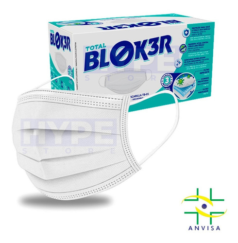Kit 50 Máscara Facial Descartável Tripla C Filtro Cirúrgica