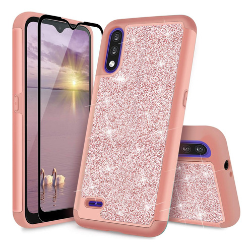 Funda Rosa Para LG K22 Con Protector De Pantalla