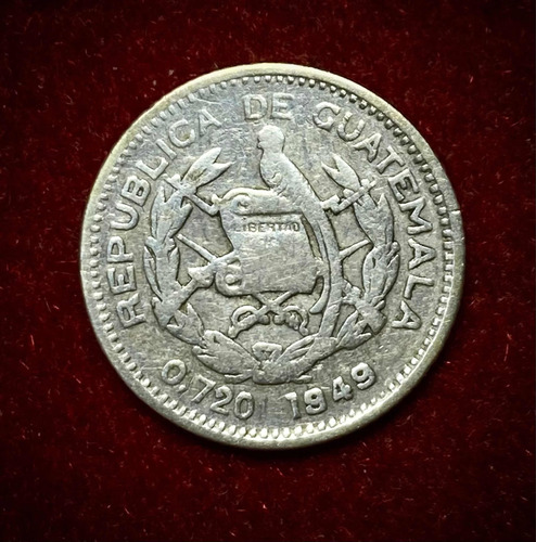 Moneda 5 Centavos Quetzal Guatemala 1949 Km 238 Plata 0.720