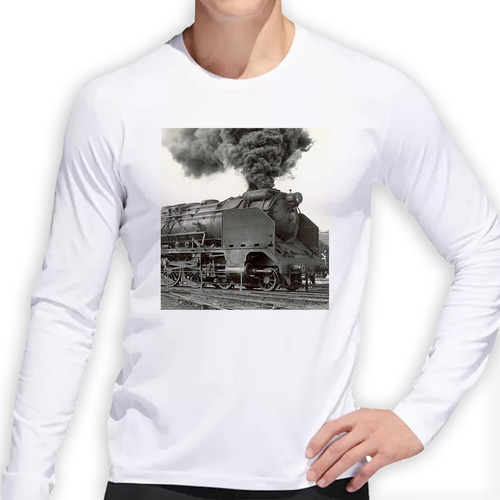 Remera Hombre Ml Locomotora Trenes Ferrovias Anden Viaje P2