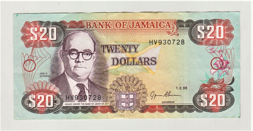 Billete Jamaica 20 Dólares 1995 Vf (c85)