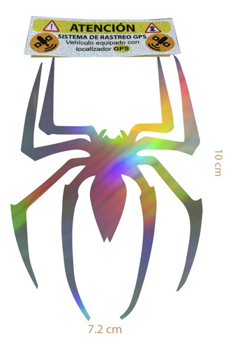 Calcomania Spiderman Araña Auto Moto Sticker Holografico 1p