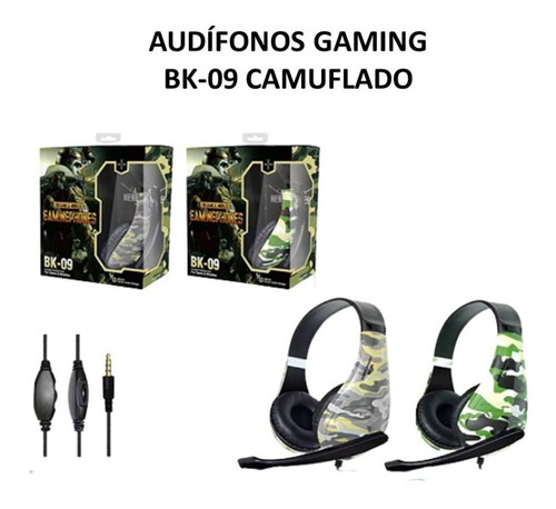 Audífonos Gaming Bk-09 Camuflado Con Microfono