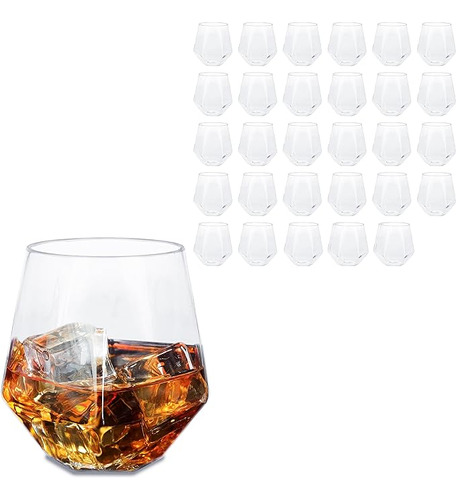 Copas Vino Plastico Con Forma Diamante 30 Vasos Whisky Plast