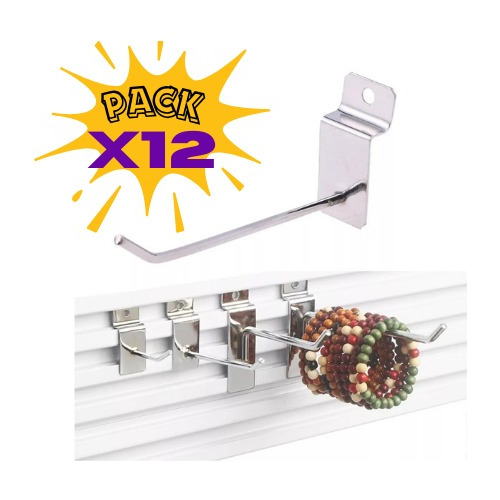 Pack 12 Ganchos De 20 Cm Para Panel Ranurado Estanteria
