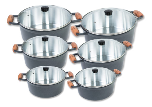Jogo Panela Com 6 Peças Cava 1,3l 2,4l 4,2l Cozinha Completa