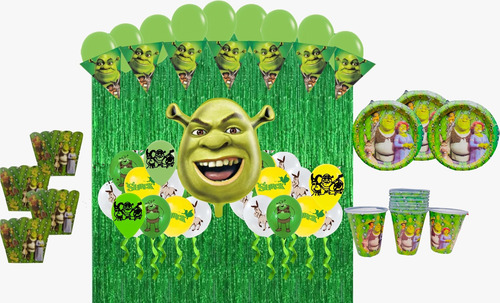 Kit Globos Shrek De Cumpleaños Decoración Temática
