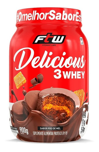 Delicious 3 Whey - Concentrado Isolado Hidrolisado 900g Ftw Sabor Pão De Mel