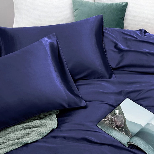Conjunto De Cama Doble Matrimonial 1800 En Satén 4 Piezas