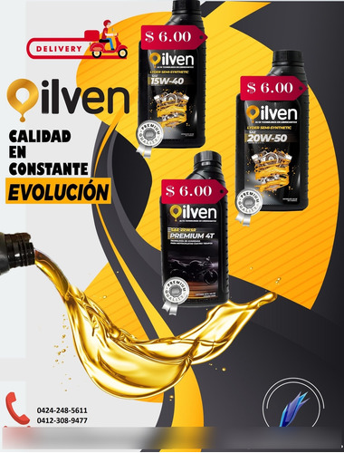 Aceite Oilven 20w50 Y 15w40 / Moto Y Carro