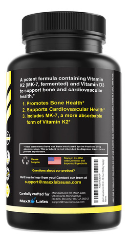 Maxx Labs Vitamina D3 K2 3000 Iu 90 Cápsulas