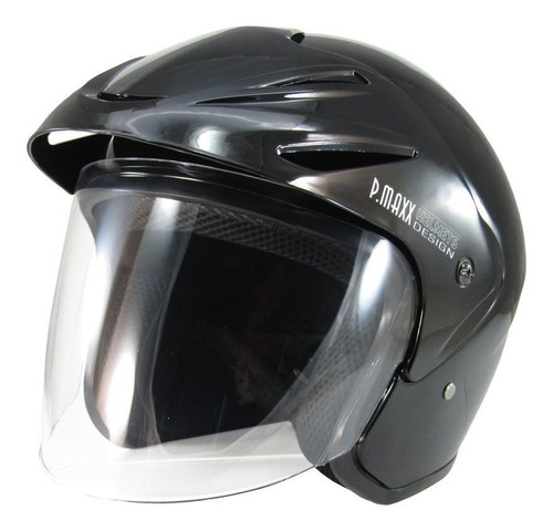 Casco Abierto Power Maxx Con Visera Y Visor - Negro °-°