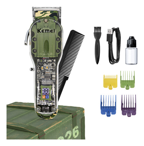 Maquina De Cortar Cabelo Kemei 1926 Camuflada Transparente Cor TRANSPARENTE CAMUFLADA 110V/220V