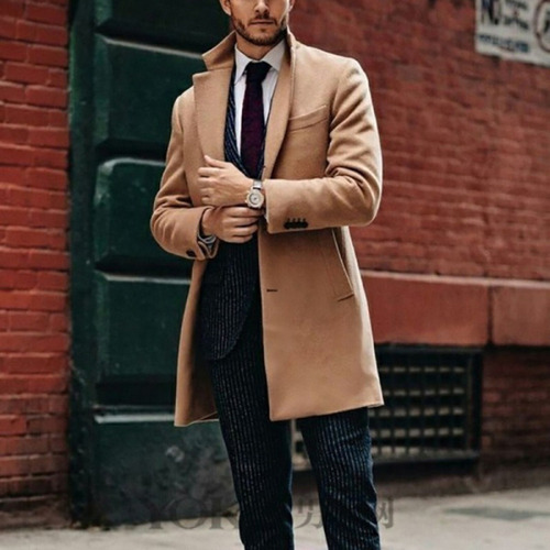 Gabardina Clásica For Hombre Chamarra Larga Informal De Mez