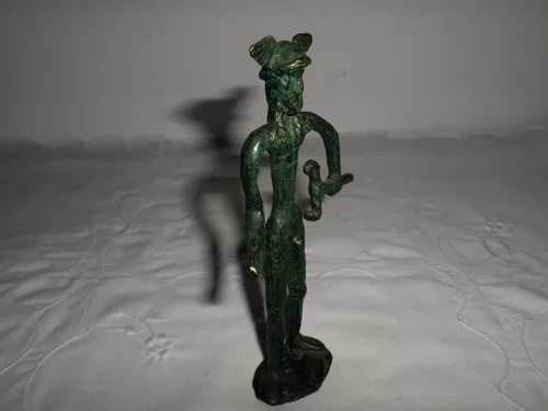 Antigua Figura De Bronce Patina Verde Hermes 14,5 Cm Alto (Usado)