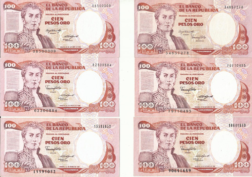 Colombia Lote Billetes 100 Pesos 1983-1991 Todas Las Fechas