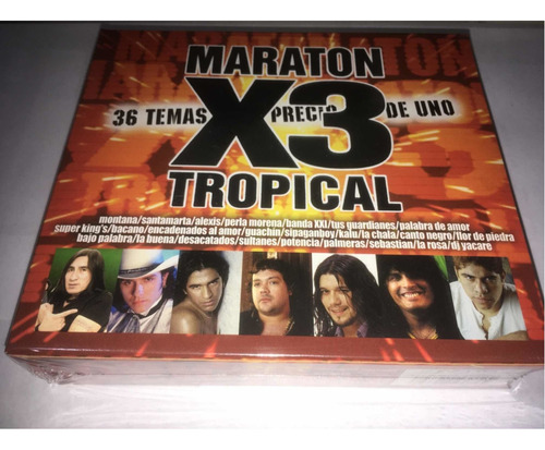 Maratón Tropical 3 Cds Ritmo Villero, Cachaquero Y Pop Tropi