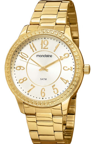 Relógio Mondaine Feminino Dourado Marcadores C/iluminator