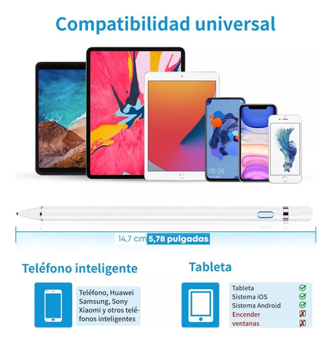 Lápiz Óptico Universal Punta Fina Para Pantallas Táctiles