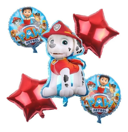 Set Globos Metalidos Patrulla De Perros Chase Rubble Marshal