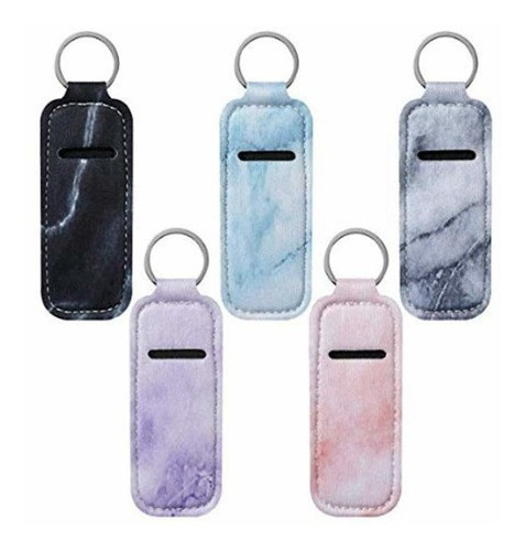 5 Pieces Clip On Sleeve Chapstick Pouch Keychain Lipstick 