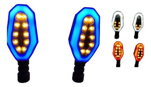 Direccional Leds Bi-color Running Moto Universal 2 Piezas