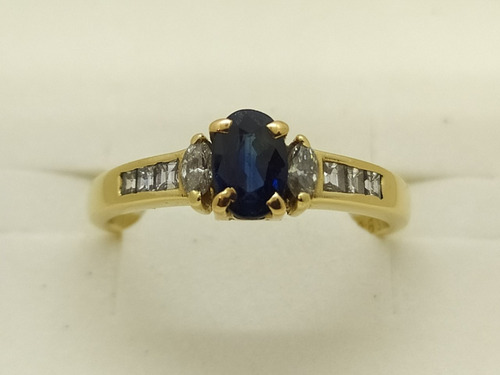 Anillo Oro 18k Brillantes Y Zafiro Mod. A0104. Certif. Gtia.