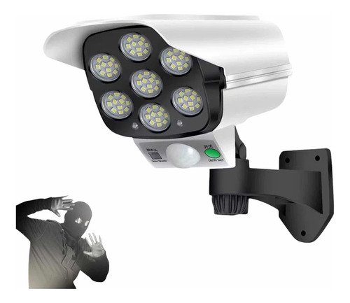 Camara Seguridad Solar Falsa Sensor Movimientos Foco Led Color Blanco