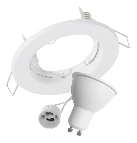 Pack 10 Spot Embutir Fijo 8cm Macroled Completo Con Led 6/7w Blanco (luz Cálida)
