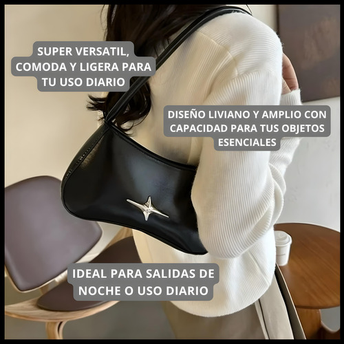 Cartera Mini Bag Mujer Eco Cuero Fiestas Grande Viaje Negro