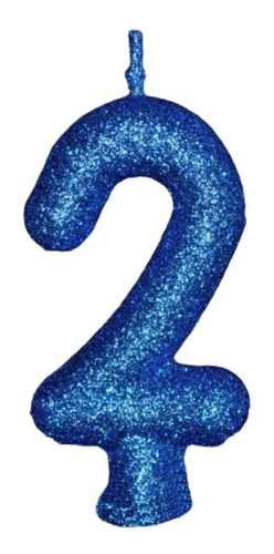 Vela Aniversário Puro Glitter Azul Nº 2 Com 1 Un.