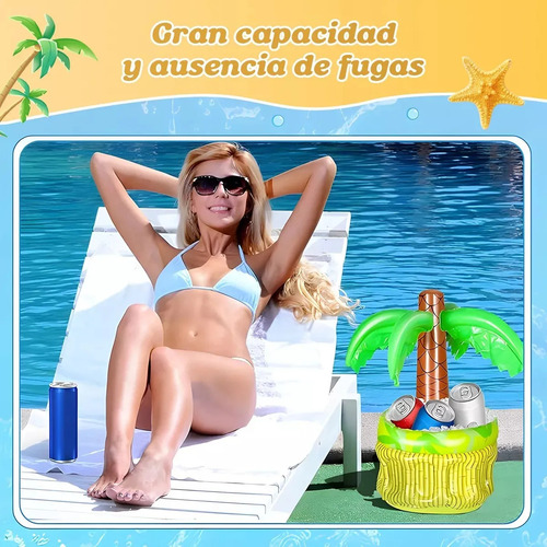 2pz Hielera Inflable Para Albercas Playa Flotadora Fiestas Verde