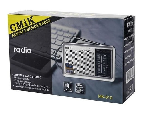 Radio De Mano Am/fm Mk-610 A Pila Aa Medidas 12,5 X 16 Cm