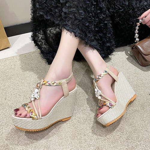 Sandalias Tacones Plataformas De Moda Playa Para Mujer