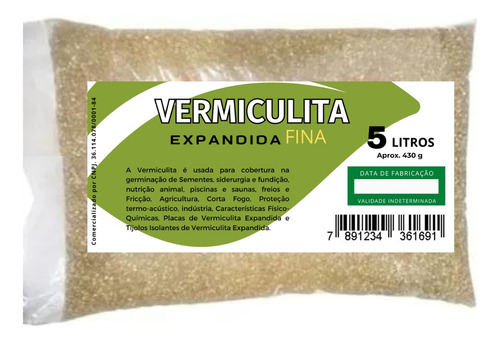 Vermiculita Expandida Fina Plantas Jardim Horta Frutas 5 Lts