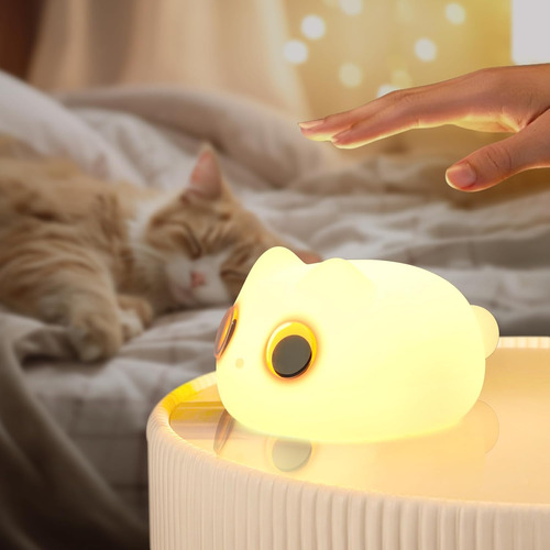 Lámpara De Gato Con Luz Nocturna Recargable Para Niños