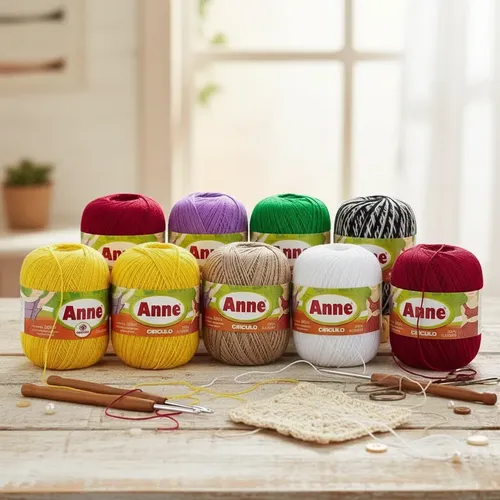 Anne！ Kit 8 Linhas Anne 500 Metros 295 Tex Circulo Bordado E Tricô