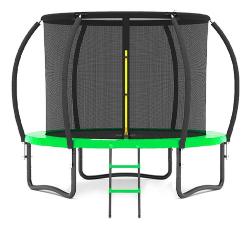 Trampolín Brincolín De 8 Pies 2.43m Diámetro Con Escalera Color de la lona de salto Negro Color del cobertor de resortes Verde