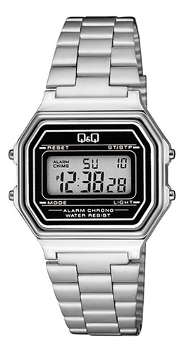 Reloj Qyq G17a-001jy Original Plateado Digital Fondo Negro 
