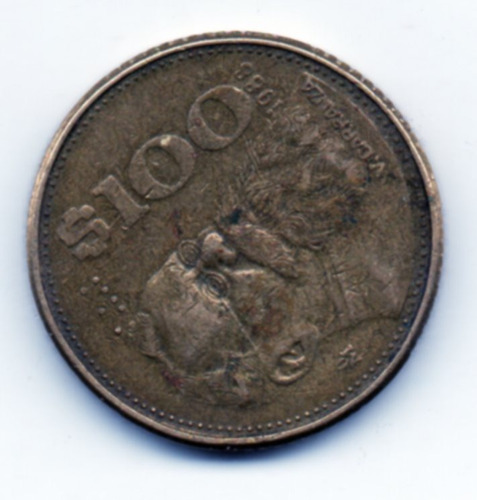 Moneda Con  Error $ 100 Descentrada Y Copel Tapado (error 5)