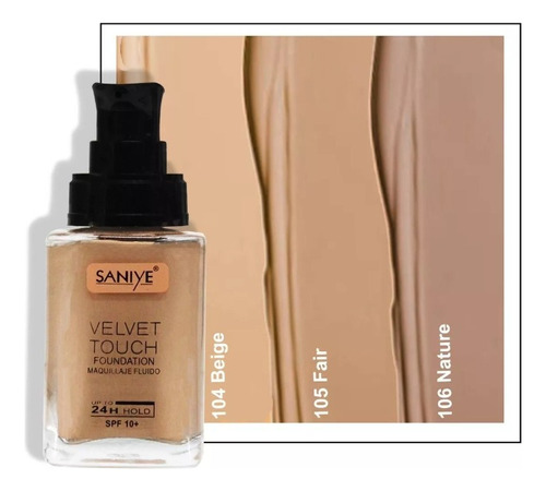 Base de maquillaje líquida Saniye Velvet Touch Velvet Touch tono 104 - 34mL