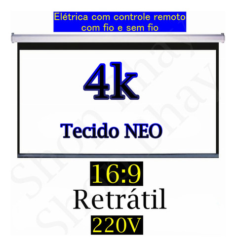 Tela De Projeção Crystal View 120 Polegadas Datashow Telão