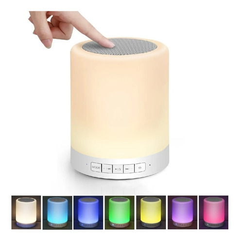 Bocina Bluetooth Luz Led Rgb Touch Micro Sd Usb Aux 3.5mm