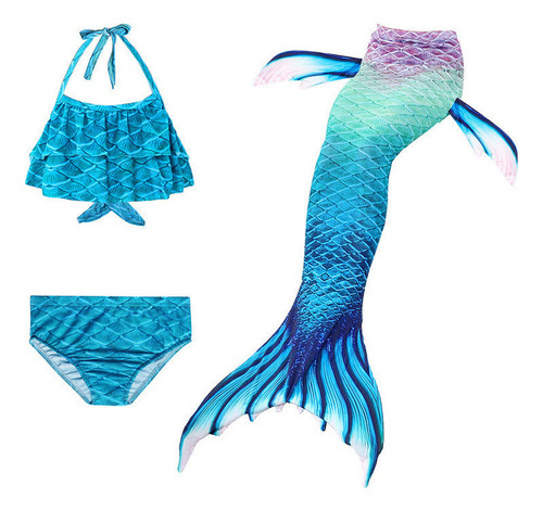 Kit Cola De Sirena Con Bikini Monoaleta Infantil