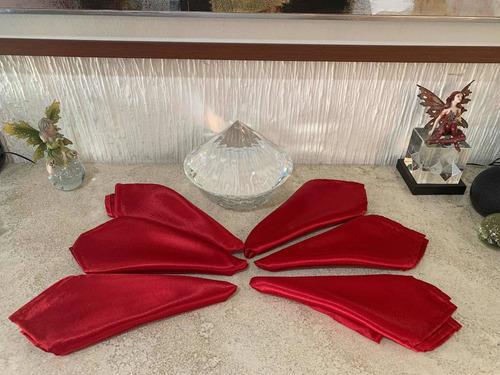 Servilletas Tela Satinada Roja 6 Únicas Hermosas Solo Hoy!!!
