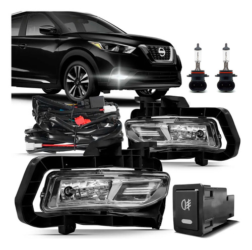 Kit Farol Milha Kicks 2015 2016 2017 2018 2019 Com Halógena