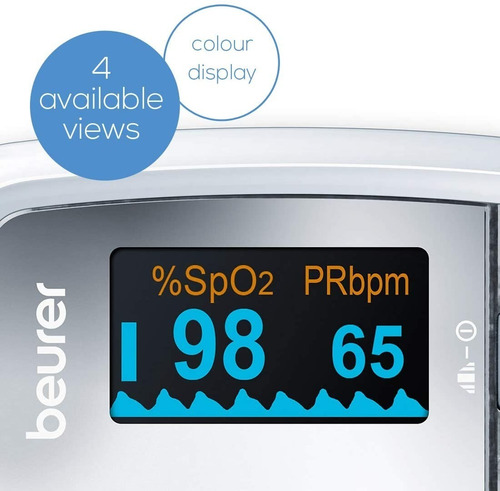 Imagen 3 de 6 de Oxímetro Pantalla Color Sp02 Frecuencia Cardíaca Po30 Beurer